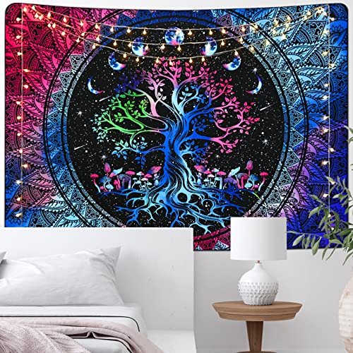 Natubeau Mandala Tapestry Tree Of Life Tapestry Trippy Moon Phase Tapestry Hippie Mushroom Wall Hanging Tapestry For Bedroom Aesthetic Boho Tapestry (51.2 X 59.1 Inches) #TOP7