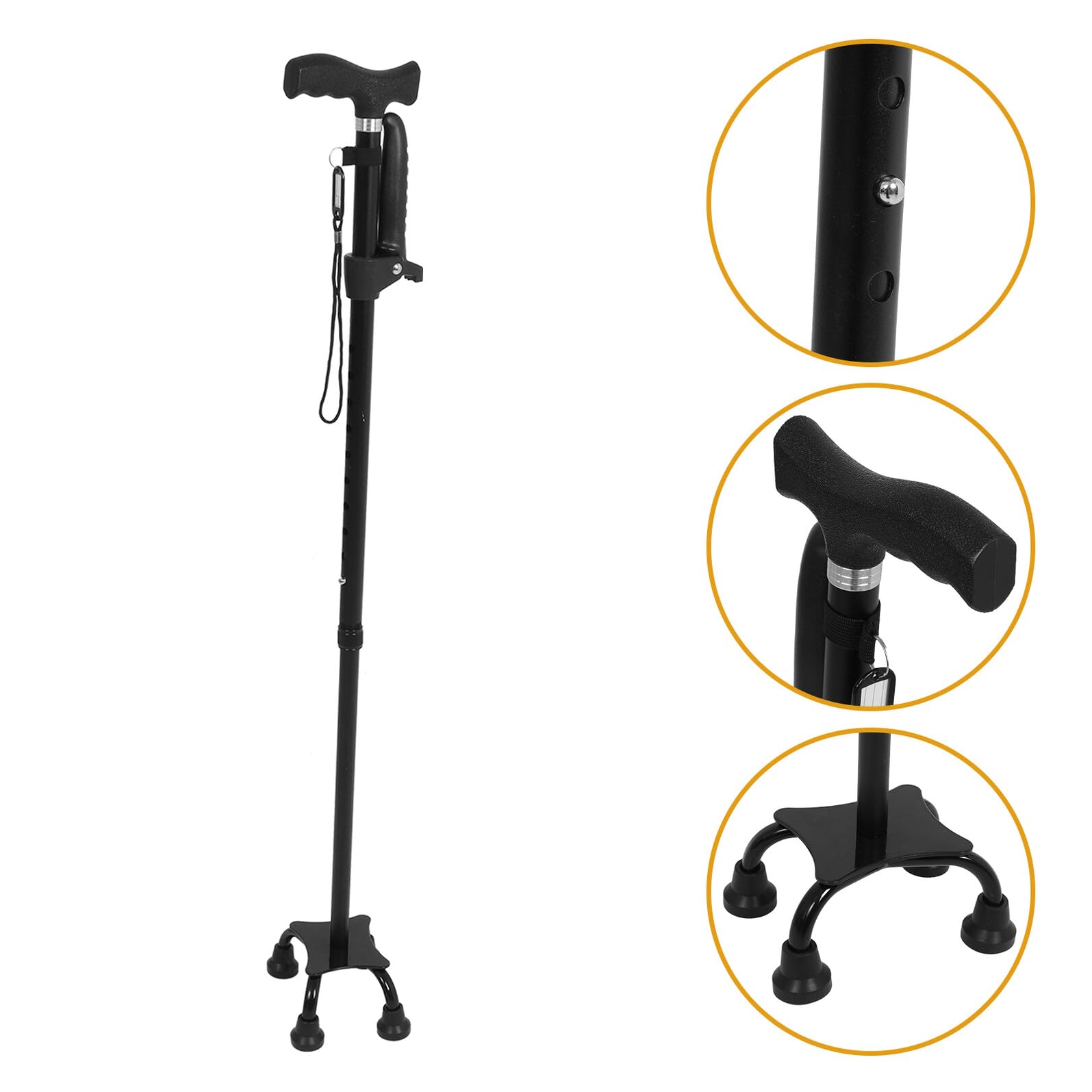 Ipetboom Bastón Ajustable para Personas Mayores Plegable y Ligero de Aleación de Aluminio con Base Antideslizante de Doble Soporte Mango Ergonómico y Portátil para Uso Interior y