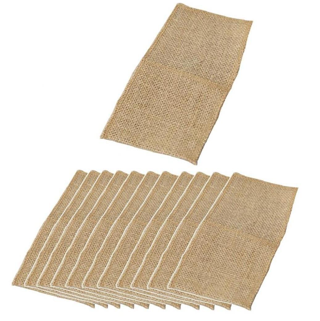 Pinicecore Burlap Cutlery Pouch Knifes Forks Bag For Party Wedding Dinner Table Setting Decorations 12Pcs