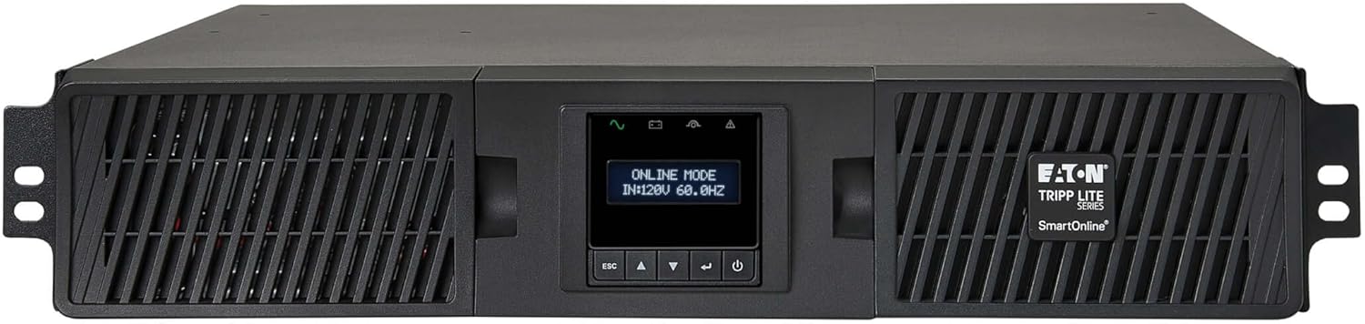 Tripp Lite Eaton Series SmartOnline 1500VA UPS, Pure Sine Wave Double-Conversion, 1350W, 2U Rack/Tower, Extended Run, Network Card Option, LCD, 2 Year Warranty & $250,000 Insurance (SU1500RTXLCD2U)