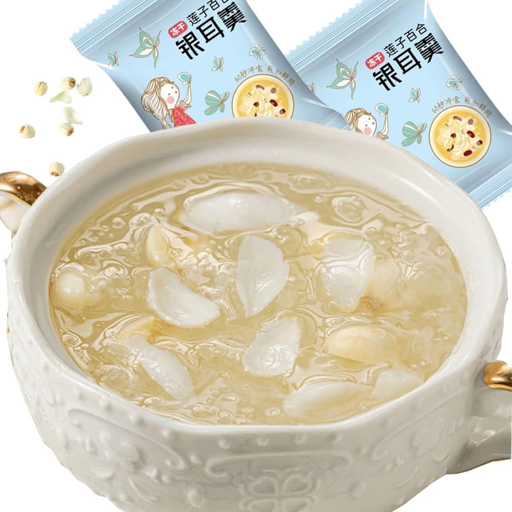 white fungus Starch Soup Powder 5.29 oz/150g (15g * 10 bags/bag) Freeze dried Tremella soup, instant breakfast Congee, Chinese Dessert breakfast drink