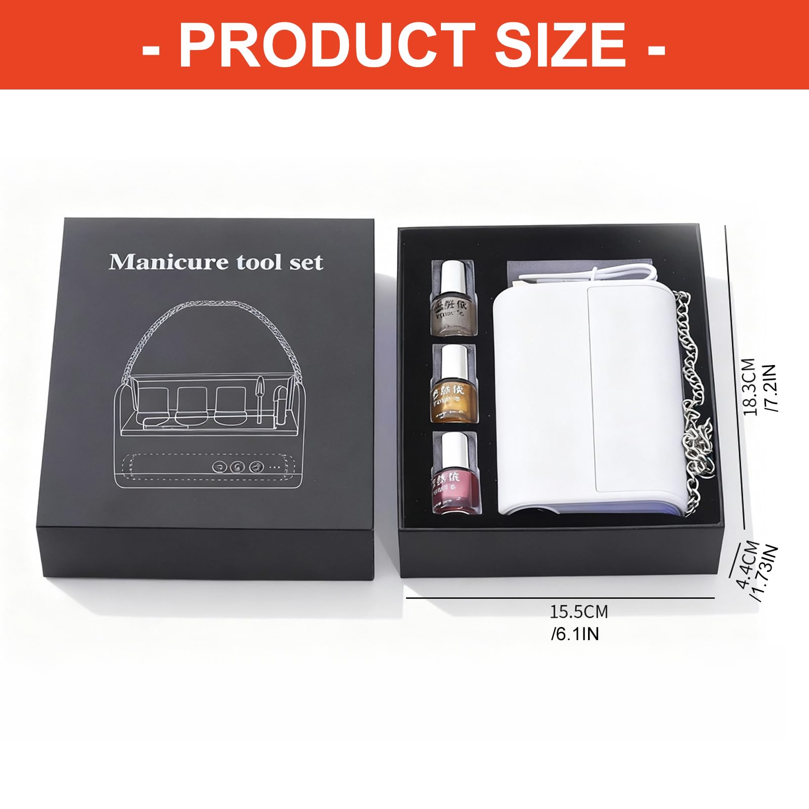 Juego de manicura portátil con estuche de viaje, lima pulidora de uñas, almohadilla de algodón, herramientas profesionales para el cuidado de las uñas para el hogar