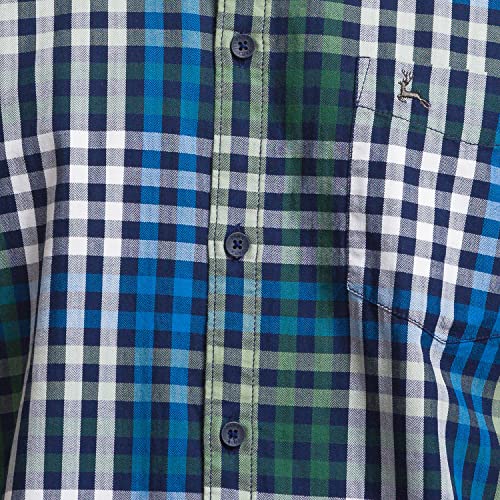 Image of Parx Green Checks Slim Fit Casual Shirts for Men