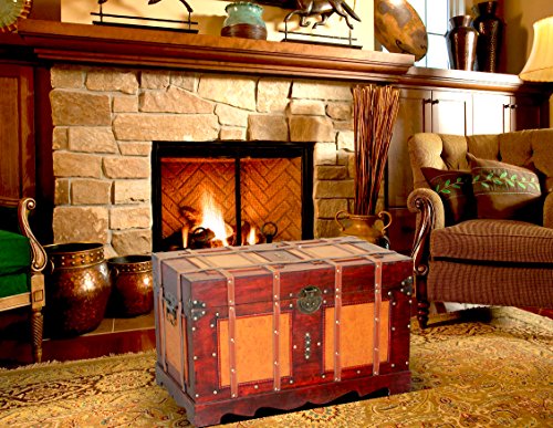 Large-Antique-Style-Steamer-Trunk-Decorative-Storage-Box Large Antique Style Steamer Trunk Decorative Storage Box