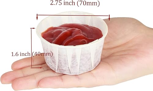 Vista 39 de Golden Apple, Tazas de porción de 2oz-100ct. Caña de azúcar/bagazo compostable. Biodegradable. Muestra de policías de alimentos.