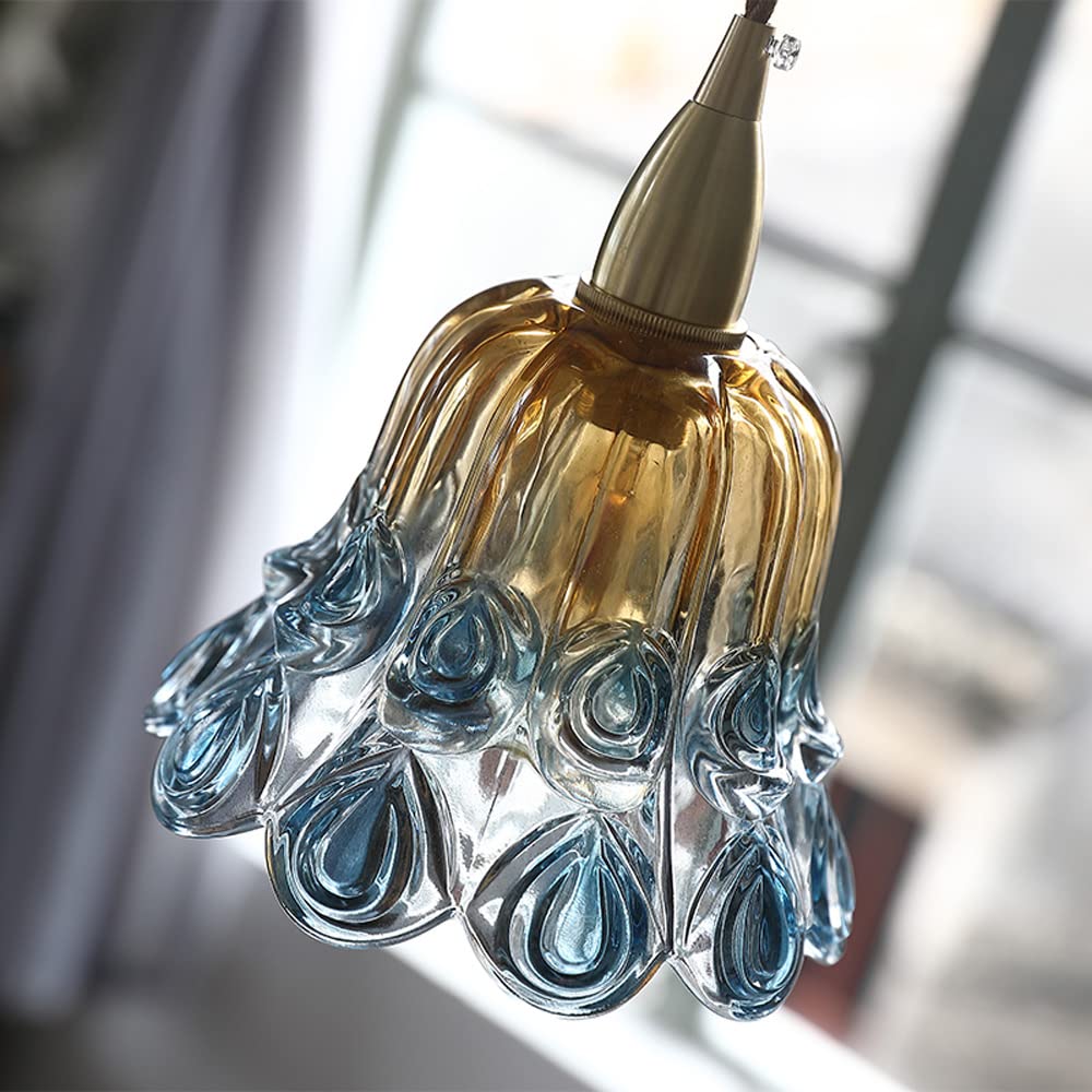 SweAtz Lámpara colgante de cristal nórdico estilo Tiffany, lámpara colgante moderna, mini lámpara de techo, lámparas de suspensión E14 para cocina, isla, comedor, mesita de noche, cafetería