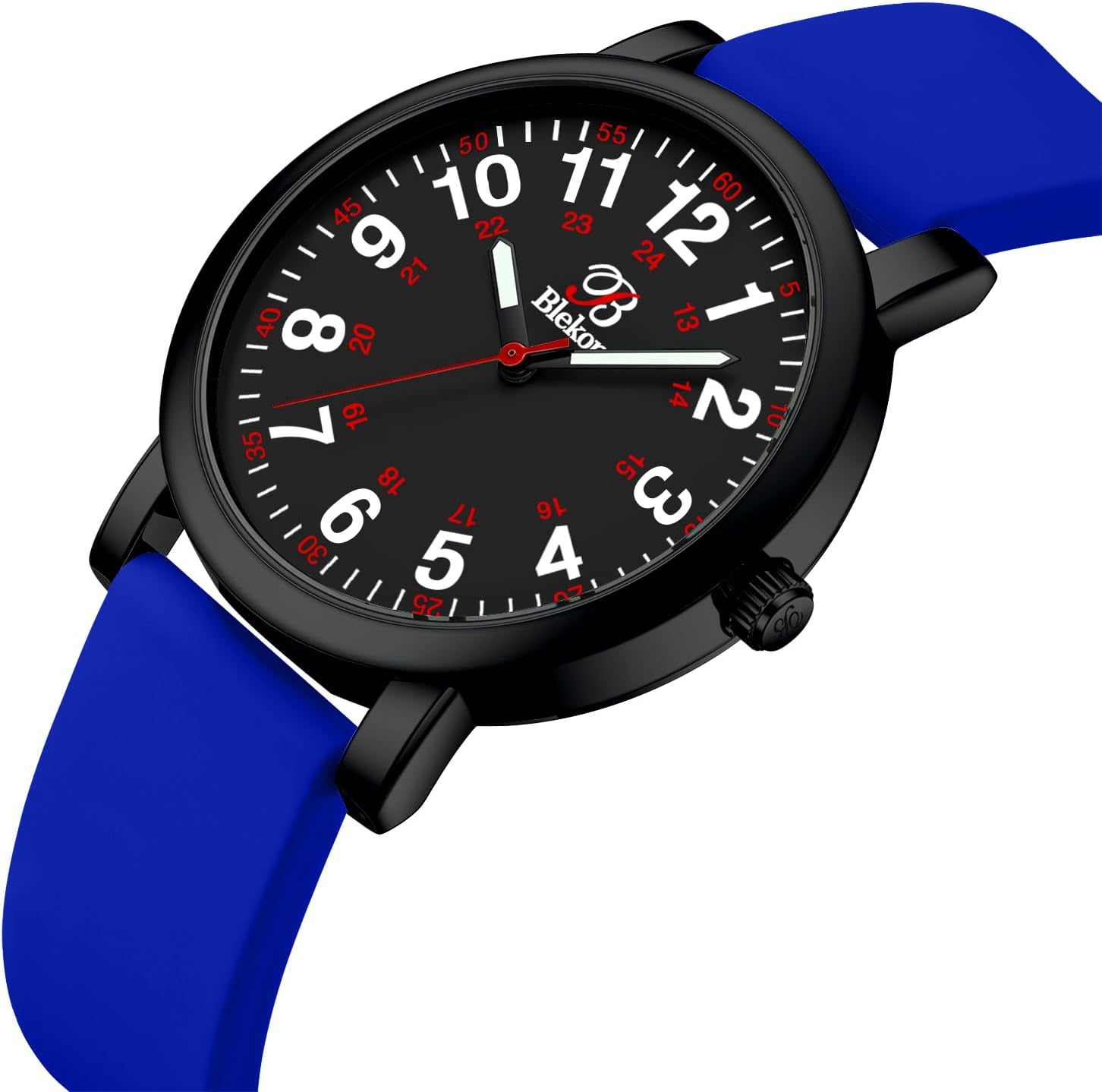 Blekon Original Nurse Watch with Second Hand – Nursing Student Essentials Work Watches for Women, Clip-On Analog Wristwatch for Nurses & Medical Students with Sweeping Secondhand (Black/Blue)