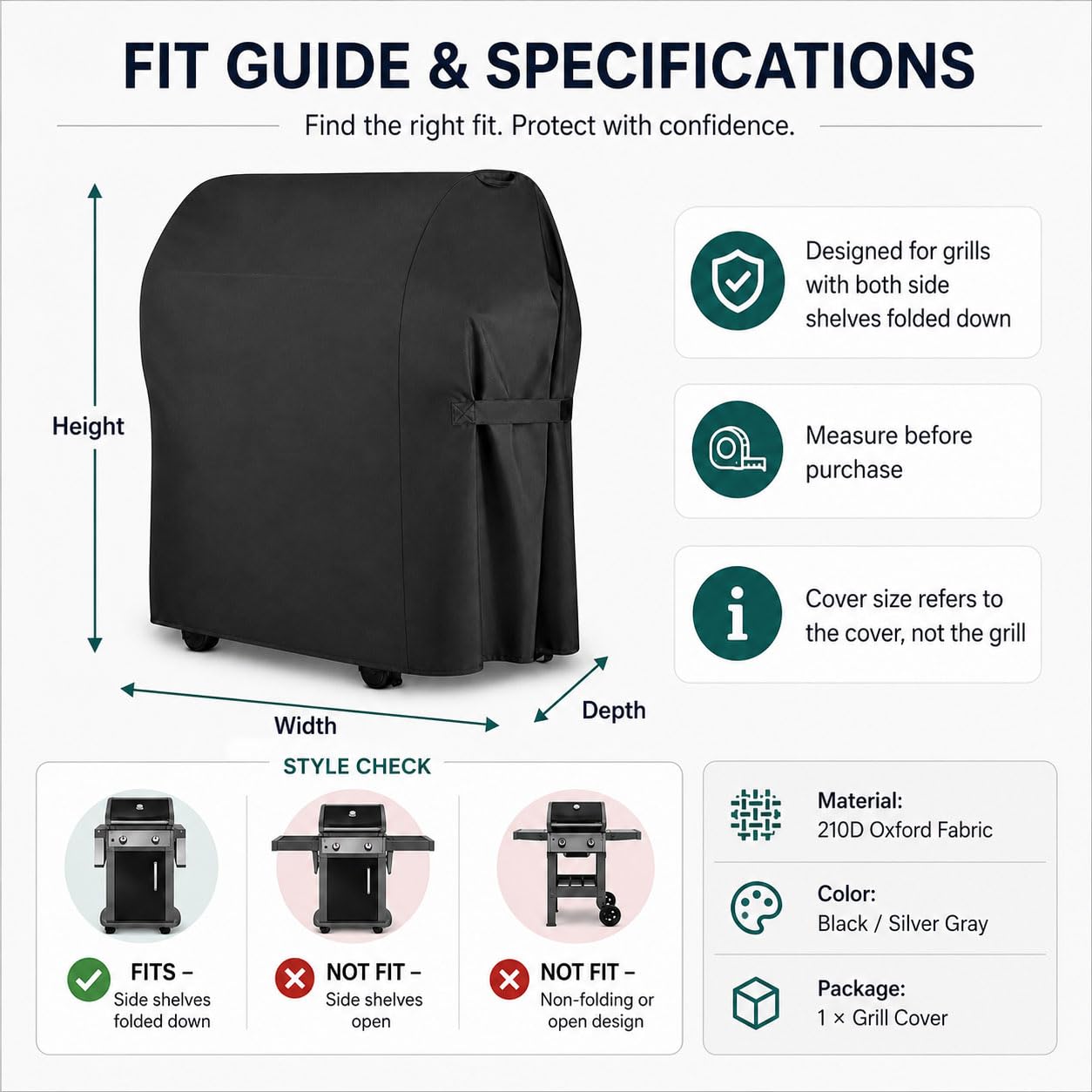 Funda Barbacoa para Enders Hyde 6 SIKR Turbo II 2025 2026+ | Cubierta Protectora Parrilla Gas | 210D Impermeable Antiviento Exterior | con 2 Asas Cordón Ajustable Cierre Autoadherente