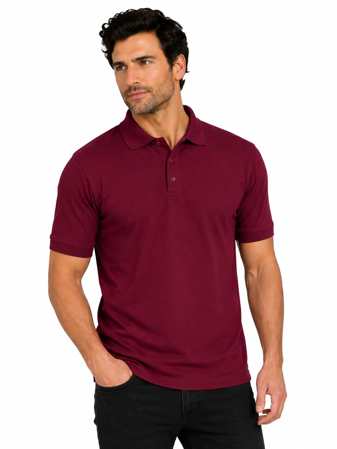 Men Regular fit Polo Neck T Shirt||Half Sleeve Casual Soft & Breathable Everyday Comfortable Wear Button Closer t Shirt for Men-picture-25