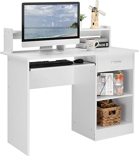 Karl home Escritorio para computadora, escritorio de estudio, mesa de computadora portátil, estación de trabajo de madera para oficina en casa con