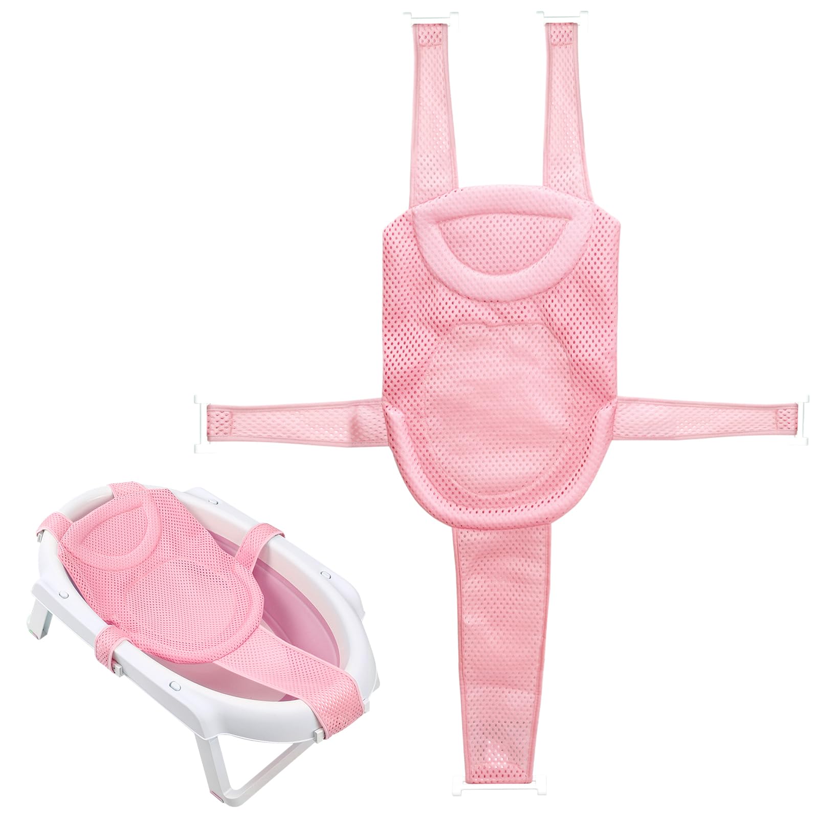 ColorlifeBaby Bath Seat Support Net Infant Bathing Seat Support Mat,  Adjustable Comfortable Non-Slip Five-Pointed Baby Shower Net Bathtub Sit Up  Mesh