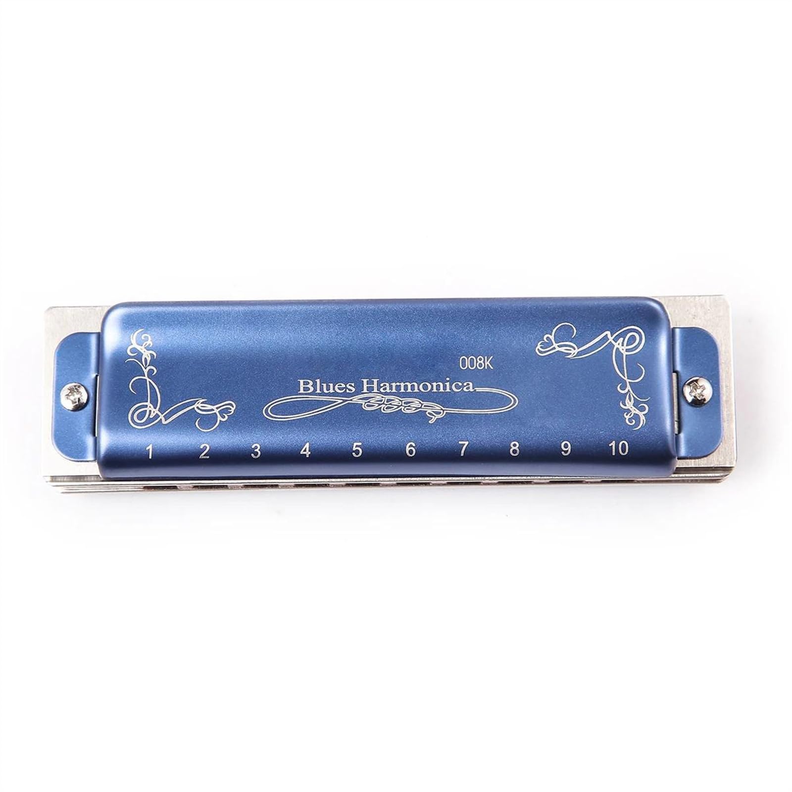 Armonica Armonica diatonica Armonica blues a 10 fori Blu con custodia Armonica professionale per studenti principianti Adulti(A)