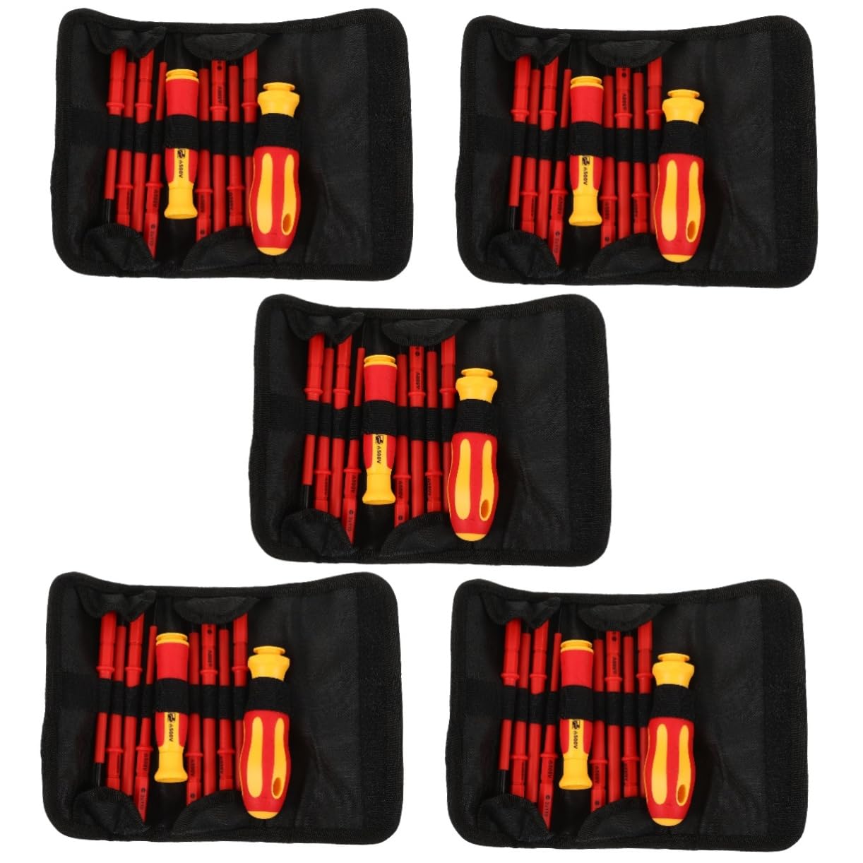 VILLCASE 5 Set Cacciaviti Isolati per Elettricista con Valigetta Organizzatrice Kit Completo per Riparazioni Elettriche e Manutenzione per Officina e Uso