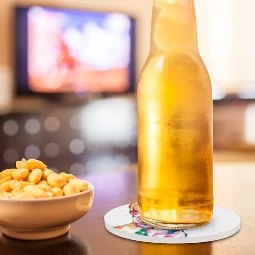 Miniatura 5 de Juego de 4 posavasos de animales para perros, posavasos de cerámica para bulldog francés de acuarela, posavasos redondos con base de corcho para