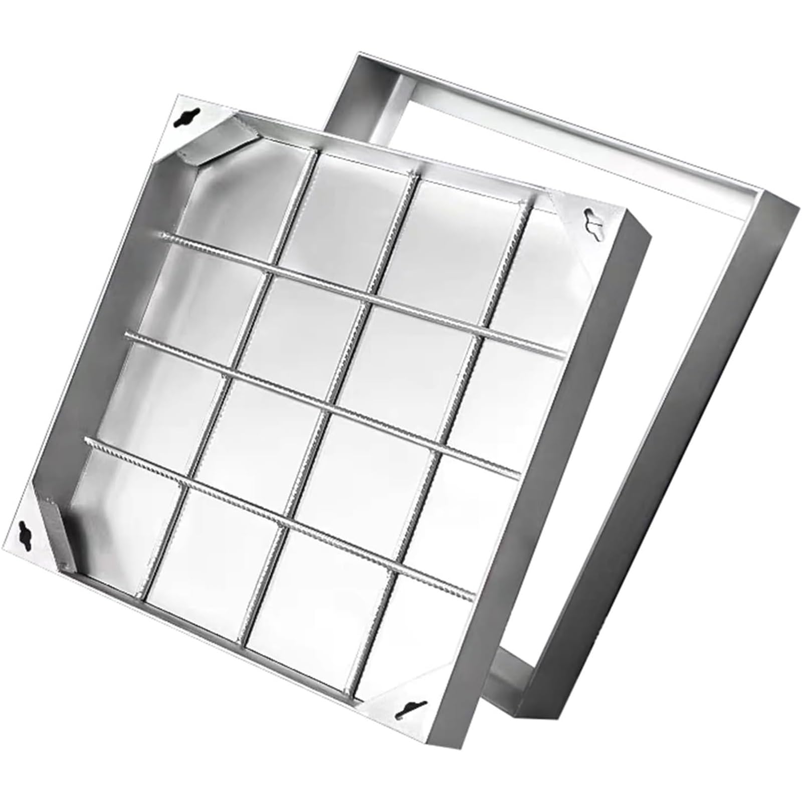 GJMSSMY 304 Stless Steel Manhole Cover Invisible Embedded Paving Lid for Driveways & Patios Durable Access Cover 300x300mm (11.8x11.8in) ek Design & Heavy Duty