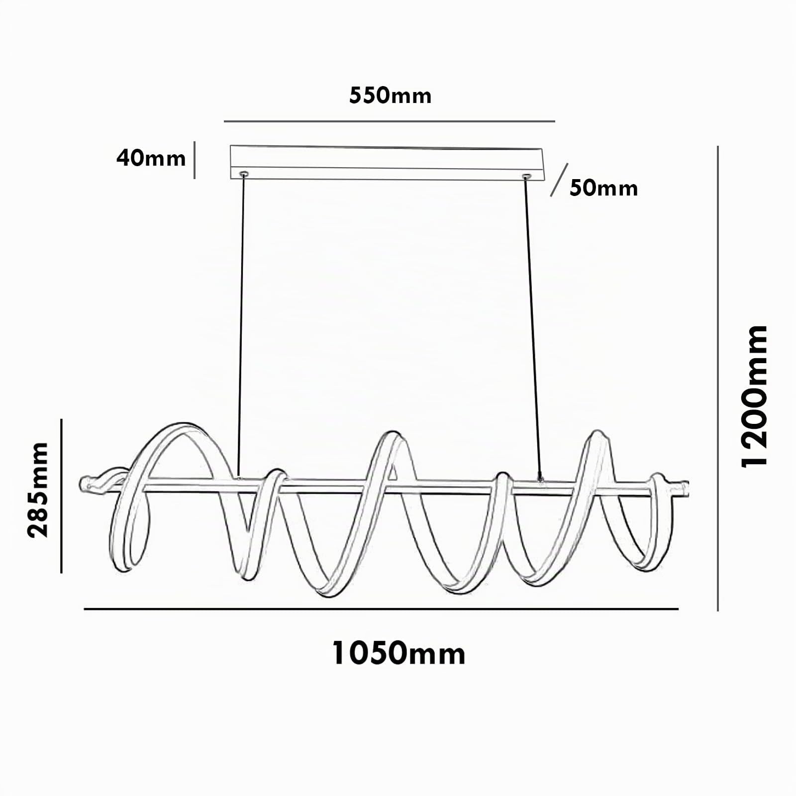 Lampadario Led Sospensione, Lampada a sospensione Moderna, 105cm Tavolo da pranzo Lampadario, Lineare Sospensione 4800 Lumen LED CCT da 3000K a 6500K luce calda, luce naturale, luce fredda