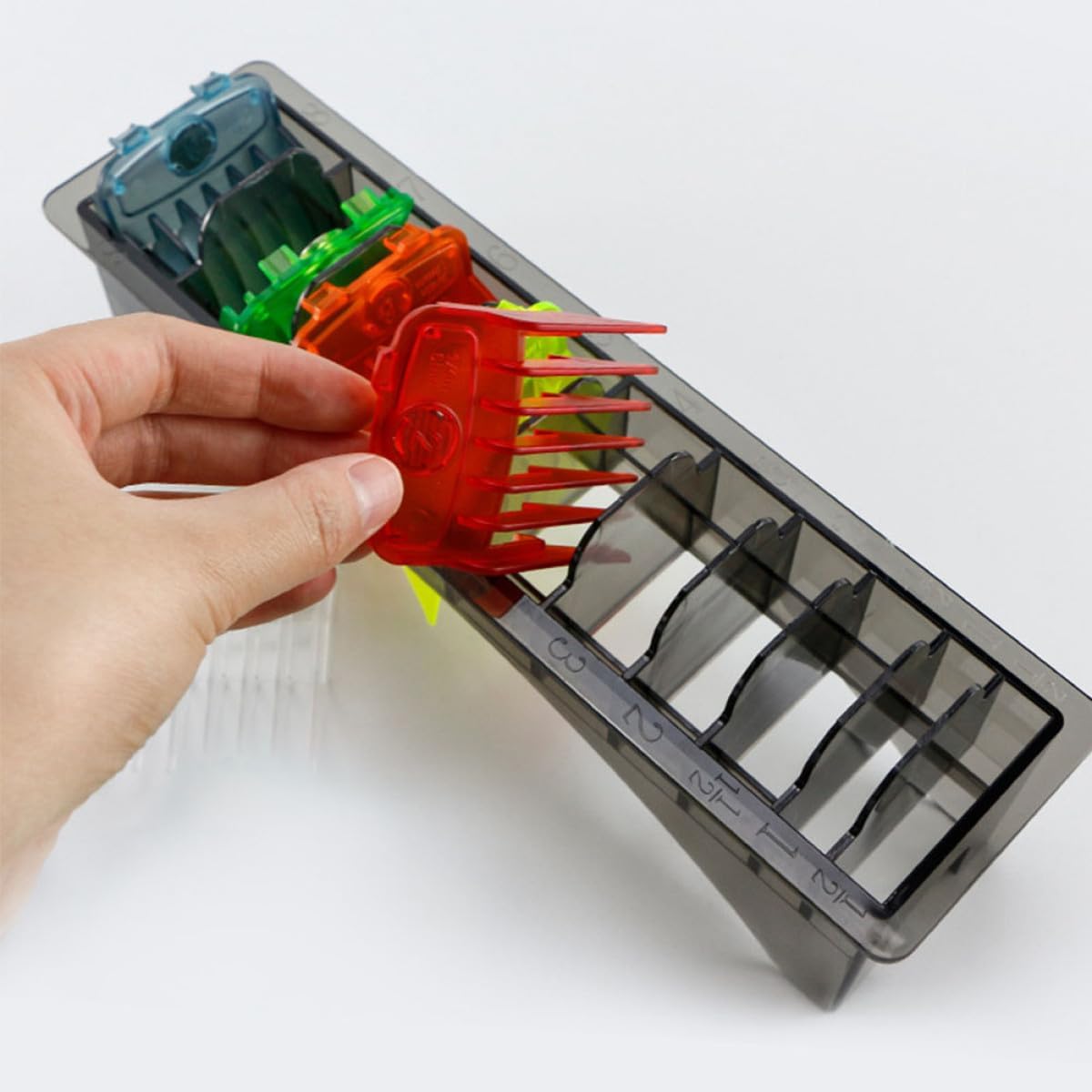 2 Pack Rectangular Clipper Guard Holder with Ten Grids, Ps Black