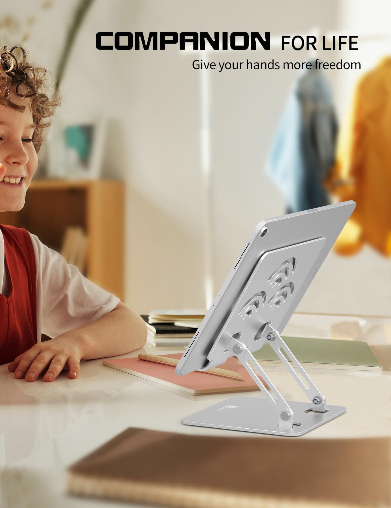 ToBeoneer Tablet Stand, Adjustable Tablet Holder for Desk, Premium Aluminum Portable Holder for iPads, Kindle, Switch, and Smartphones, Fits 4-12