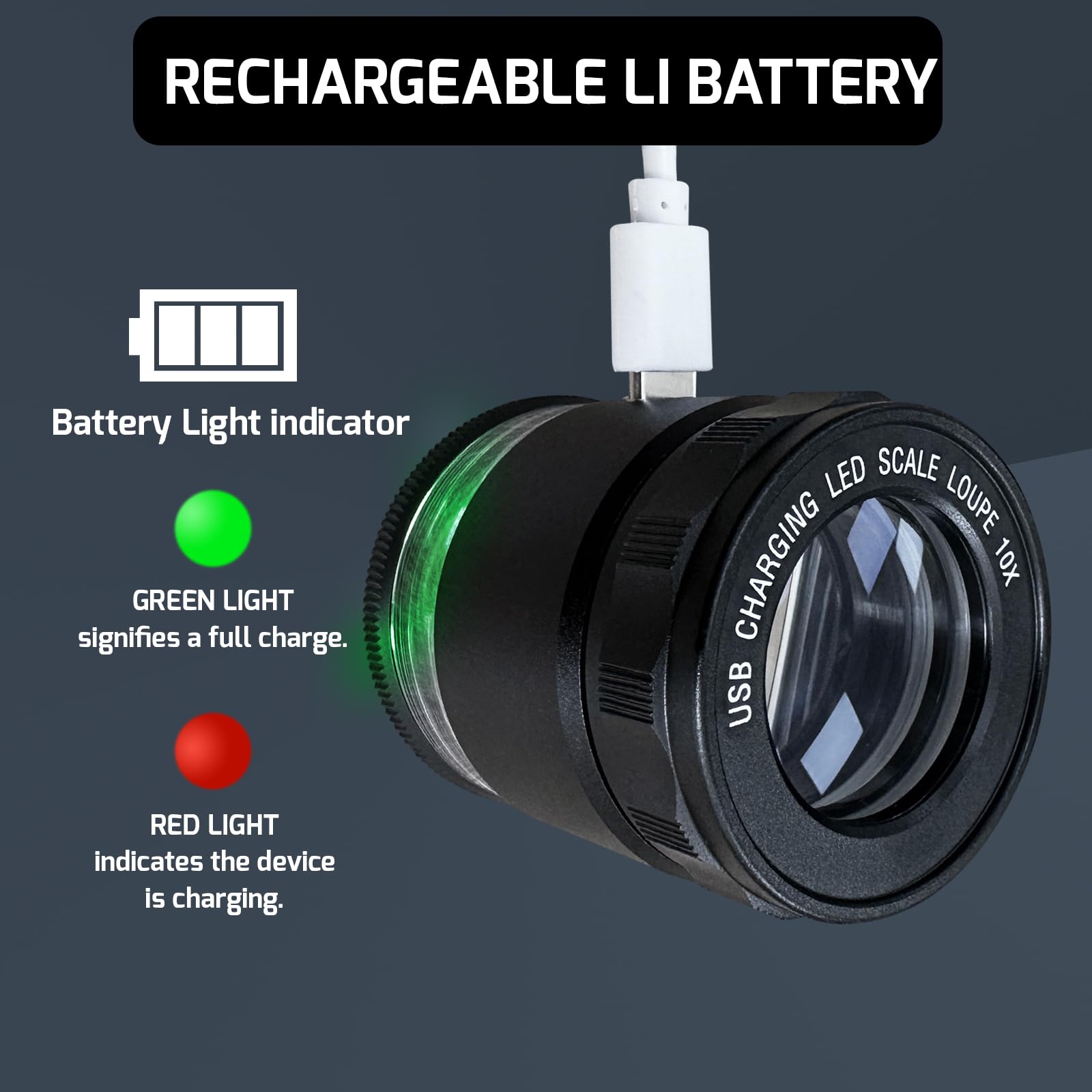 Lente di Ingrandimento Illuminata per Gioiellieri 10X con 3 Scale Reticolari Intercambiabili, 6 Luci LED, Lente Ottica Ideale per Pietre Preziose, Diamanti, Ispezione di Gioielli, Monete, Francobolli
