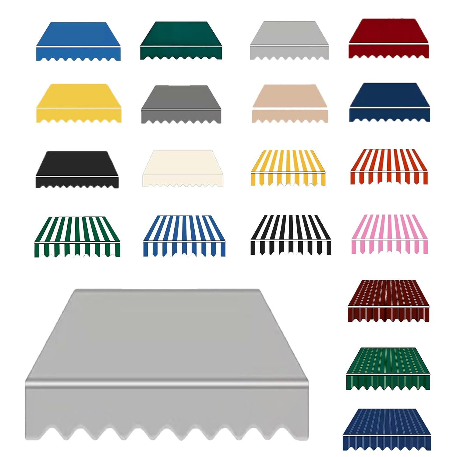 Awning Waterproof Fabric Replacement, 2 3.5 3.8 5 6 m Polyester Canopy Cover for Deck Backyard Garden Balcony, Many Sizes Sun Shade Canvas Cloth with UV Protection(Grey,B6mxH2m)