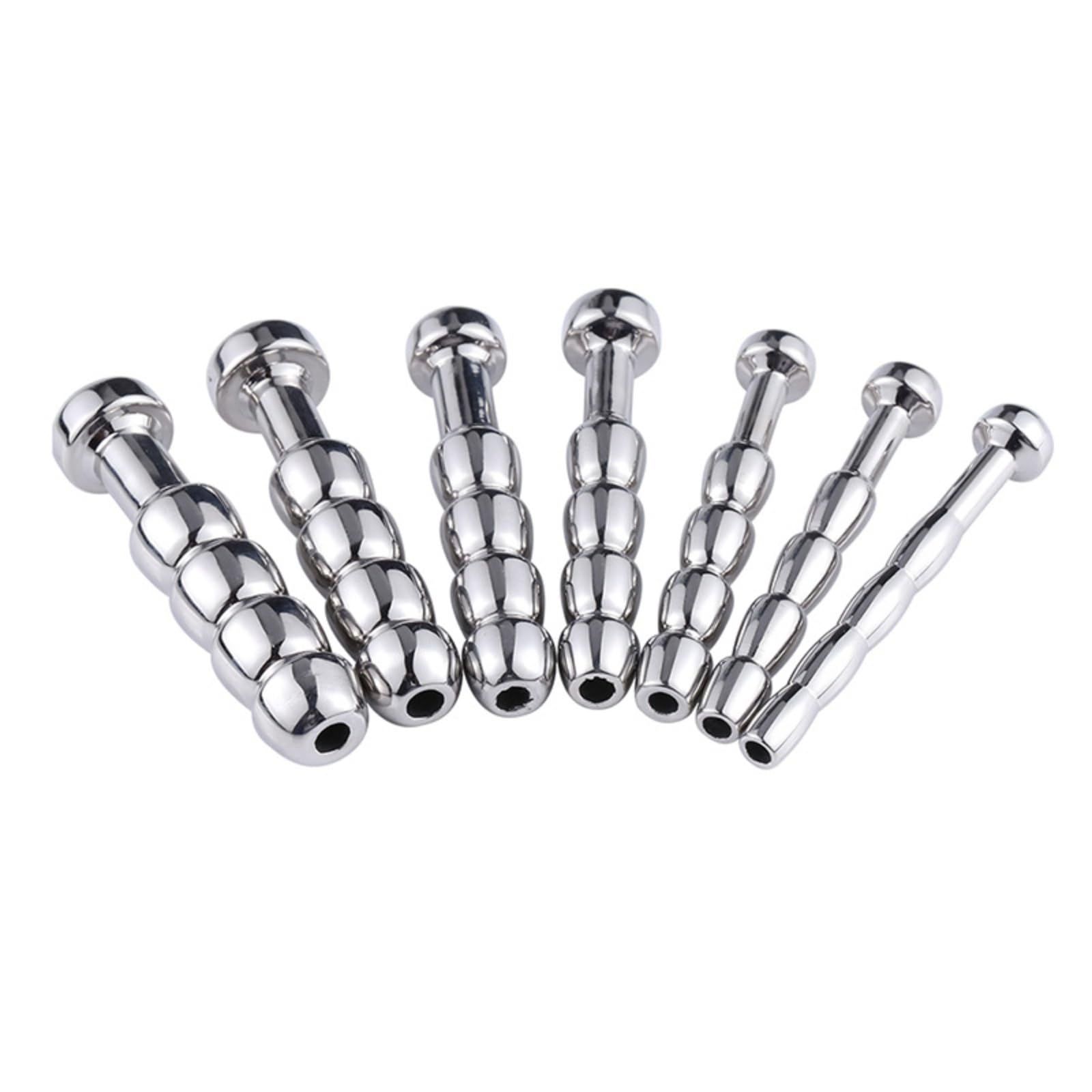 Sonda Uretral Hueca de Metal Masculino de 7 Piezas, Set de Varilla de Entrenamiento Masculino de Acero Inoxidable-ESRB15202