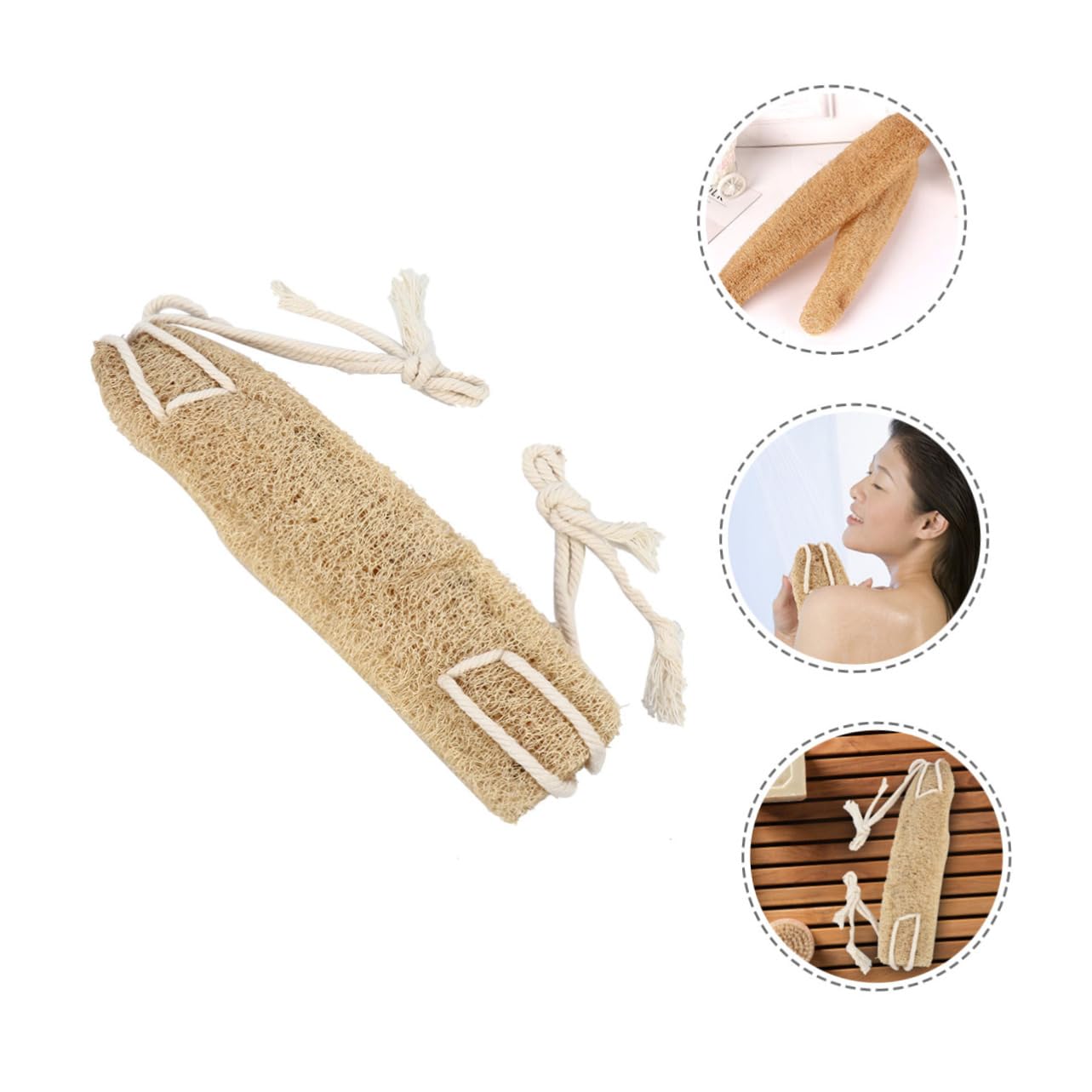 FOMIYES 3piezas Esponja Exfoliante De Espalda De Lufa Natural Con Correa Doble Para y Baño Limpiador De Cuerpo De Uso Diario