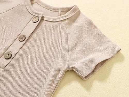 Yookoom Baby Boys Girls 3 Pack Romper Jumpsuits Short Sleeve One Piece Clothes Sets,Blue+Green+Dark Gray,12-18M #TOP4