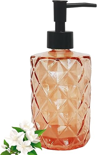 Miniatura 12 de Dispensador de jabón de bomba de oro de 14 oz, botella de líquido recargable con tiras transparentes para mostrador, dispensador de loción para