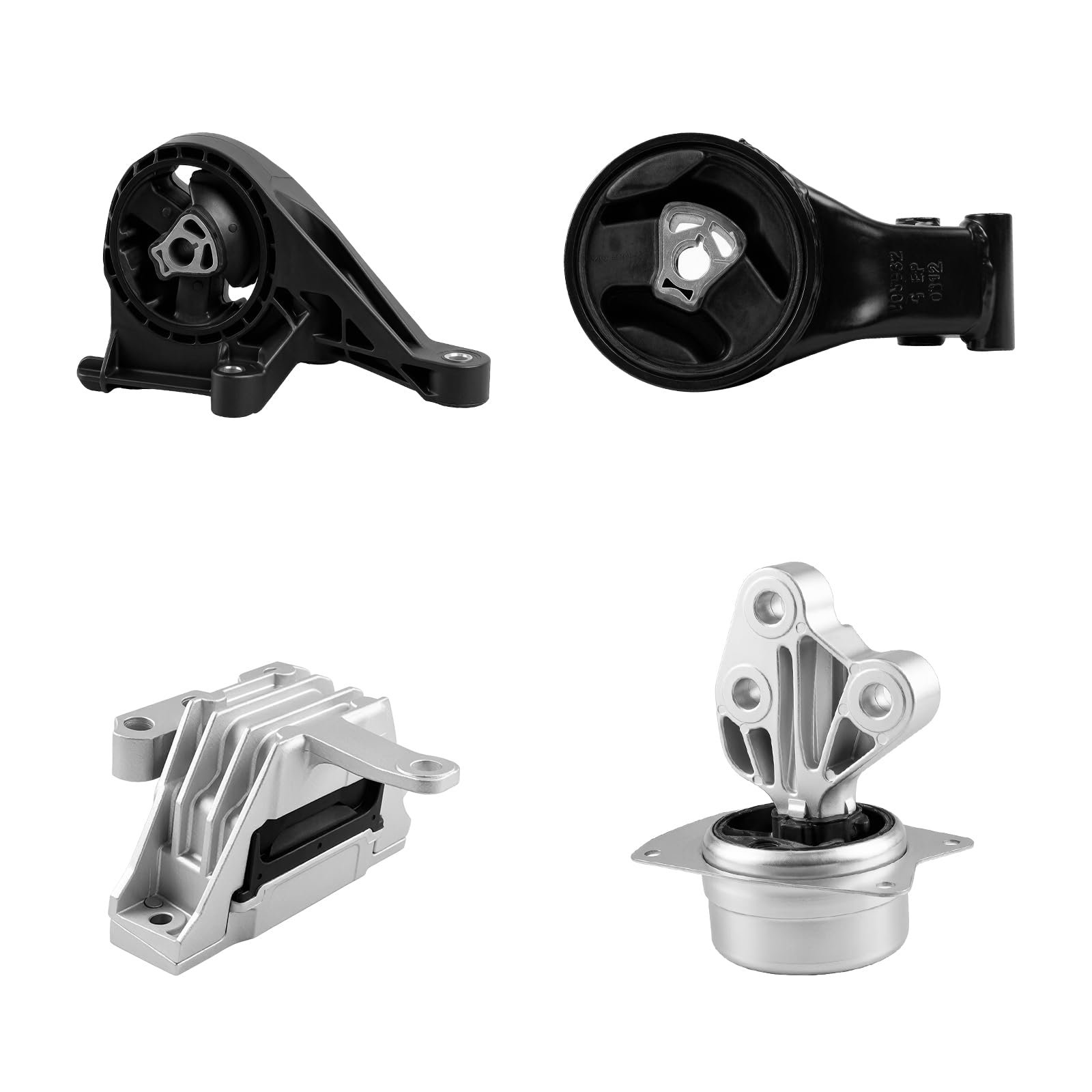 4PC Engine Motor Transmission Mount Kit for 2014-2016 Chevrolet Impala 2.5L | Replaces A5719 A5728 A5532 A5729; auto trans setup; solid steel & rubber to limit cabin shaking, vibration or noise