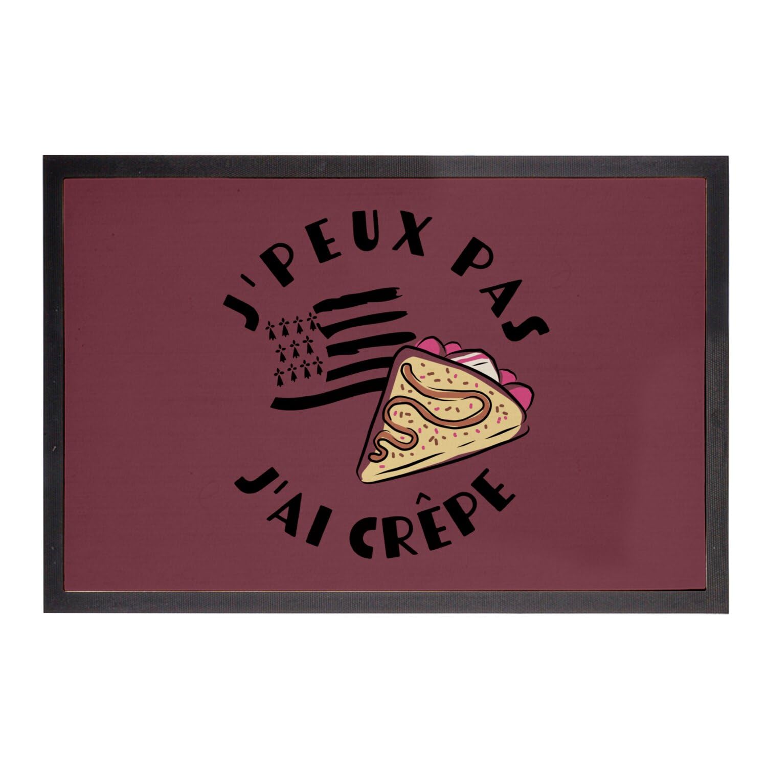 Paillasson Bretagne cadeau original J'Peux Pas J'Ai Crêpe rouge
