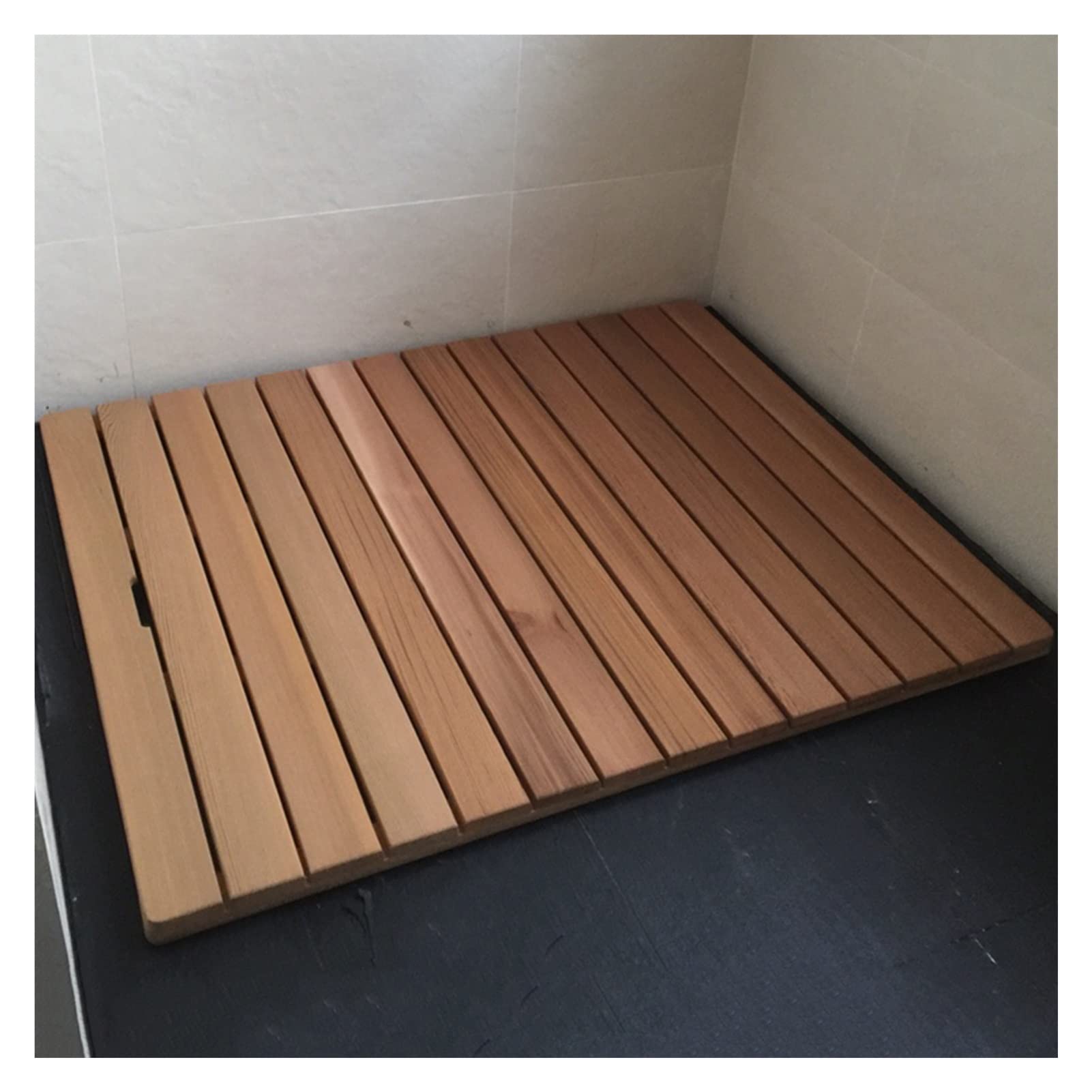 Alfombrilla de baño Antideslizante para Ducha, Alfombrilla de baño de Madera Natural, Almohadilla Antideslizante para pies, Tabla de Drenaje Hueca antigrietas para baño, Pedal para Inodoro d