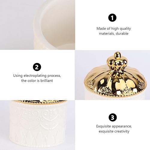 Miniatura 7 de Luxshiny Joyero de cerámica con tapa, organizador de exhibición de joyas, contenedor de almacenamiento de baratijas, recipiente para aretes, cuenco