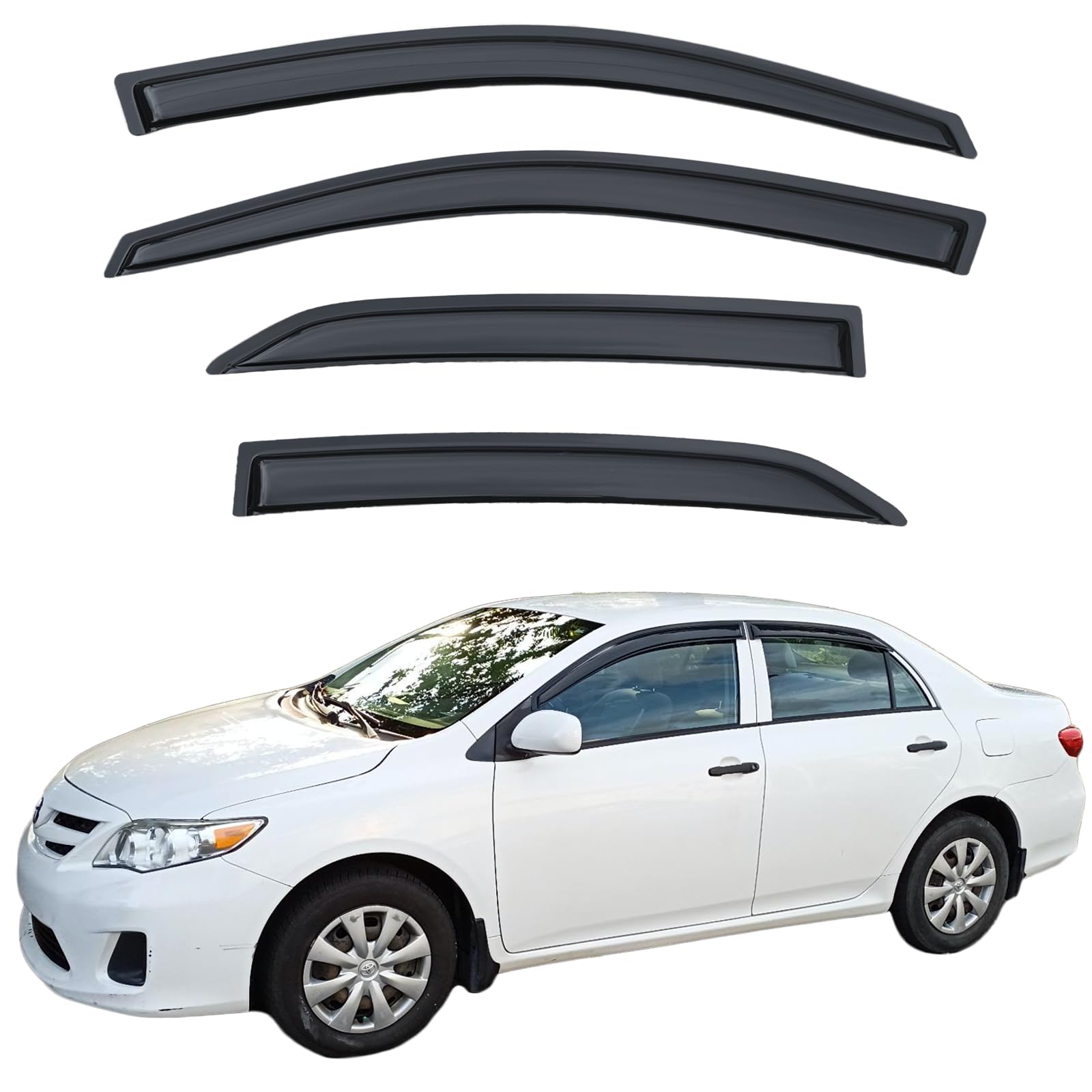 Rain Guards Compatible with 2009-2013 Toyota Corolla, Acrylic Slim Style Window Visor Rain Guard, Side Window Deﬂector for Toyota Corolla Accessories