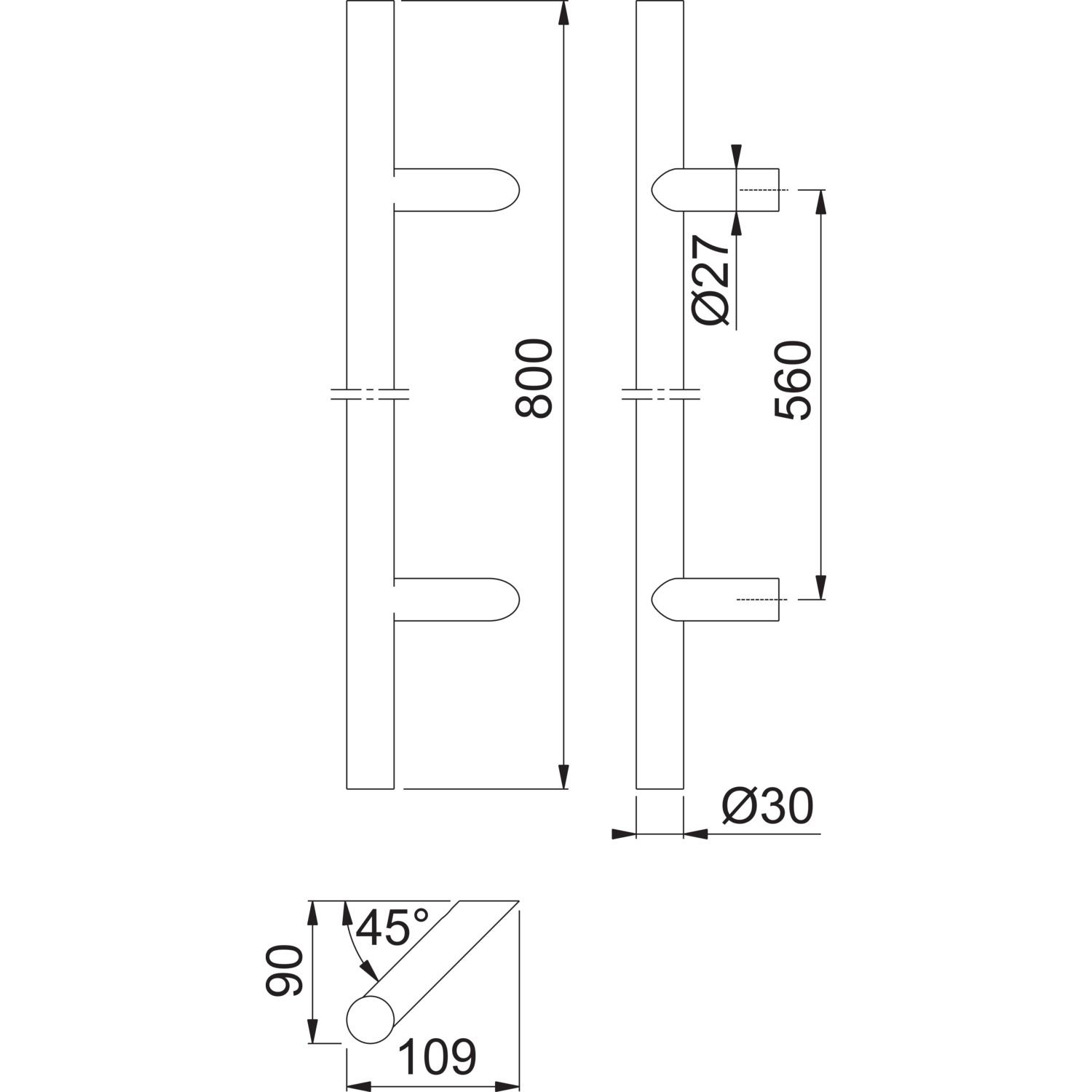 HOPPE E5011 - Maniglia a barra, in acciaio inox opaco, versione dritta, per porta di casa, 2011598