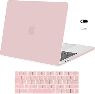 MOSISO Compatible with MacBook Pro 13 inch Case 2023, 2022, 2021-2016 M2 M1 A2338 A2251 A2289 A2159 A1989 A1708 A1706, Plastic Hard Shell Case & Keyboard Cover Skin & Webcam Cover, Rose Quartz