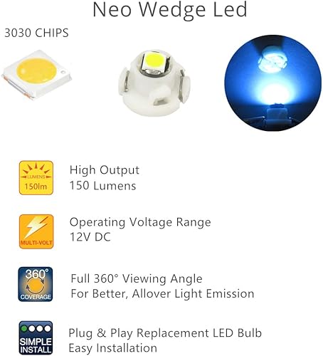Miniatura 5 de WLJH - Panel de luz LED indicador de tablero de instrumentos, 10 unidades, T3, T4.2, T4.7, Neo Wedge