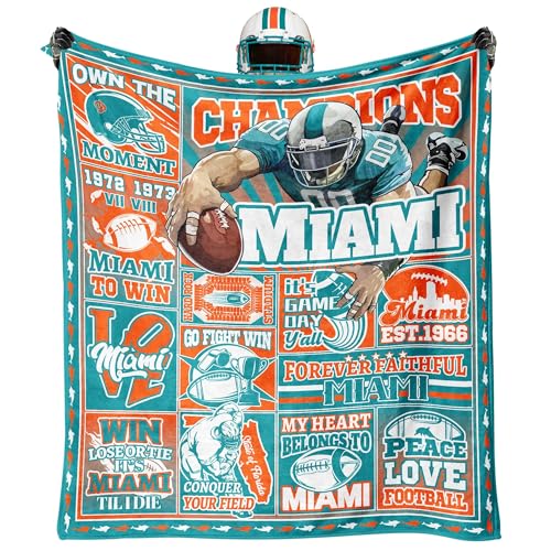 KETBLNB Football Fans Gifts for Miami Blanket for Miami Stuff for Miami Flannel Blanket Blankets and Throws 80x60
