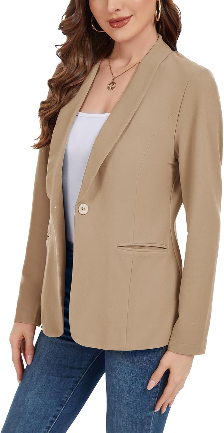MINTLIMIT Womens Blazers Long Sleeve Button Front Blazer Casual Work Office Suit Jacket with Pockets and Padded Shoulder - Image 4