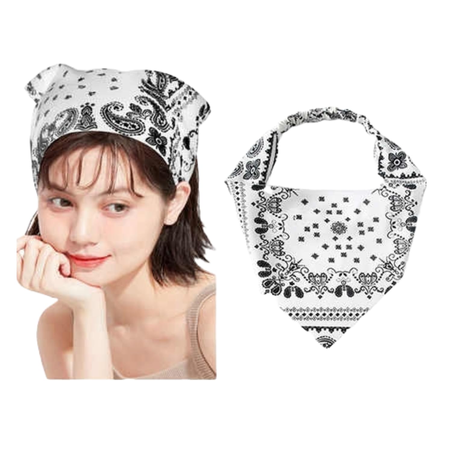 future tabs yoga headband - bohemian paisley sports sweatband for women - white