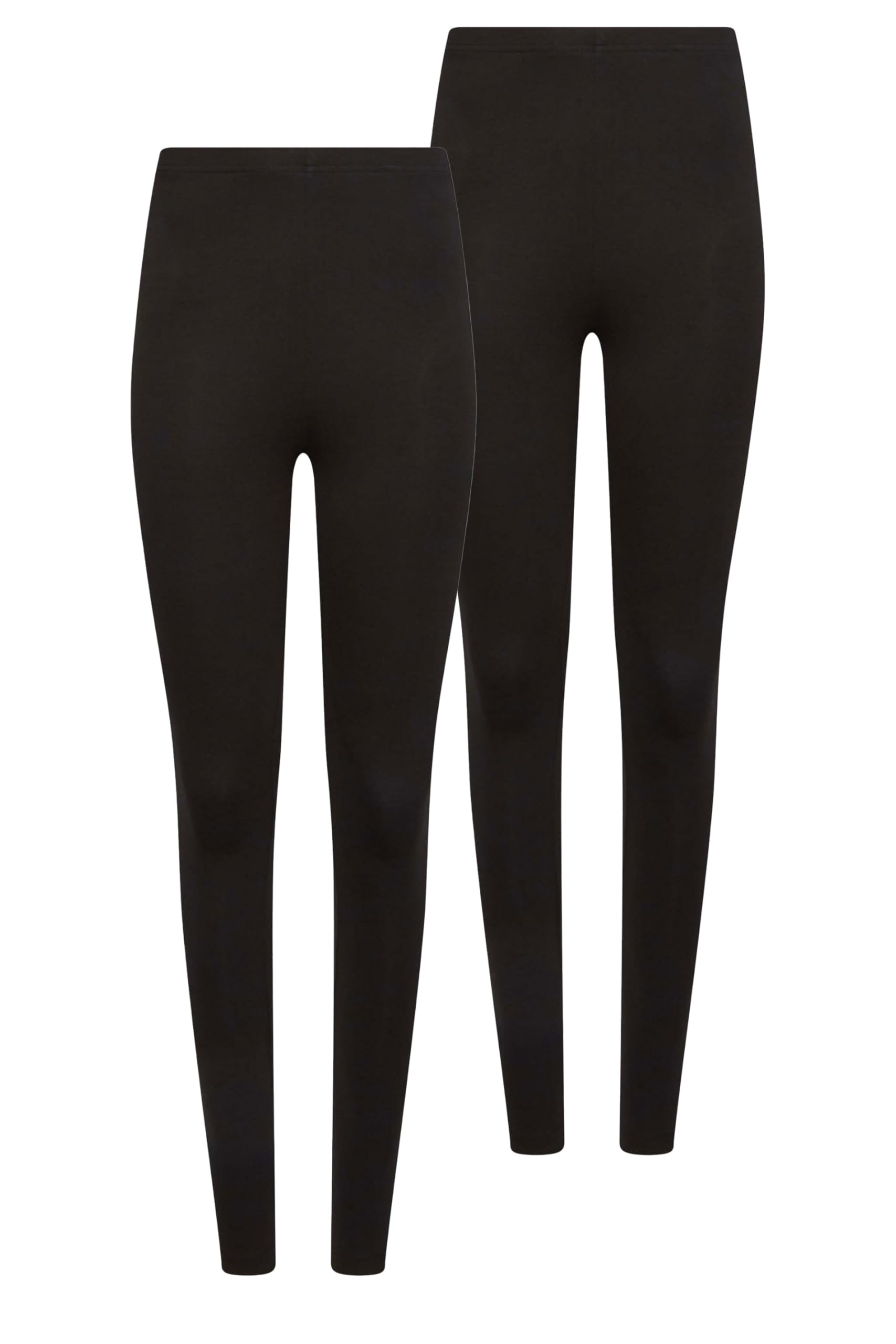 Women's Black M&Co M&Co 2 Pack Stretch Cotton Leggings Size Regular > 16