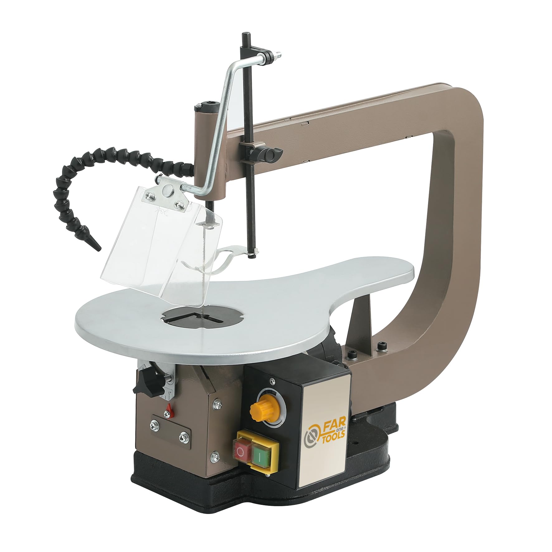 Fartools One Scie à chantourner 120W 415x250mm inclinable 45° vitesse variable 400-1600tr/min capacité coupe 330x70mm
