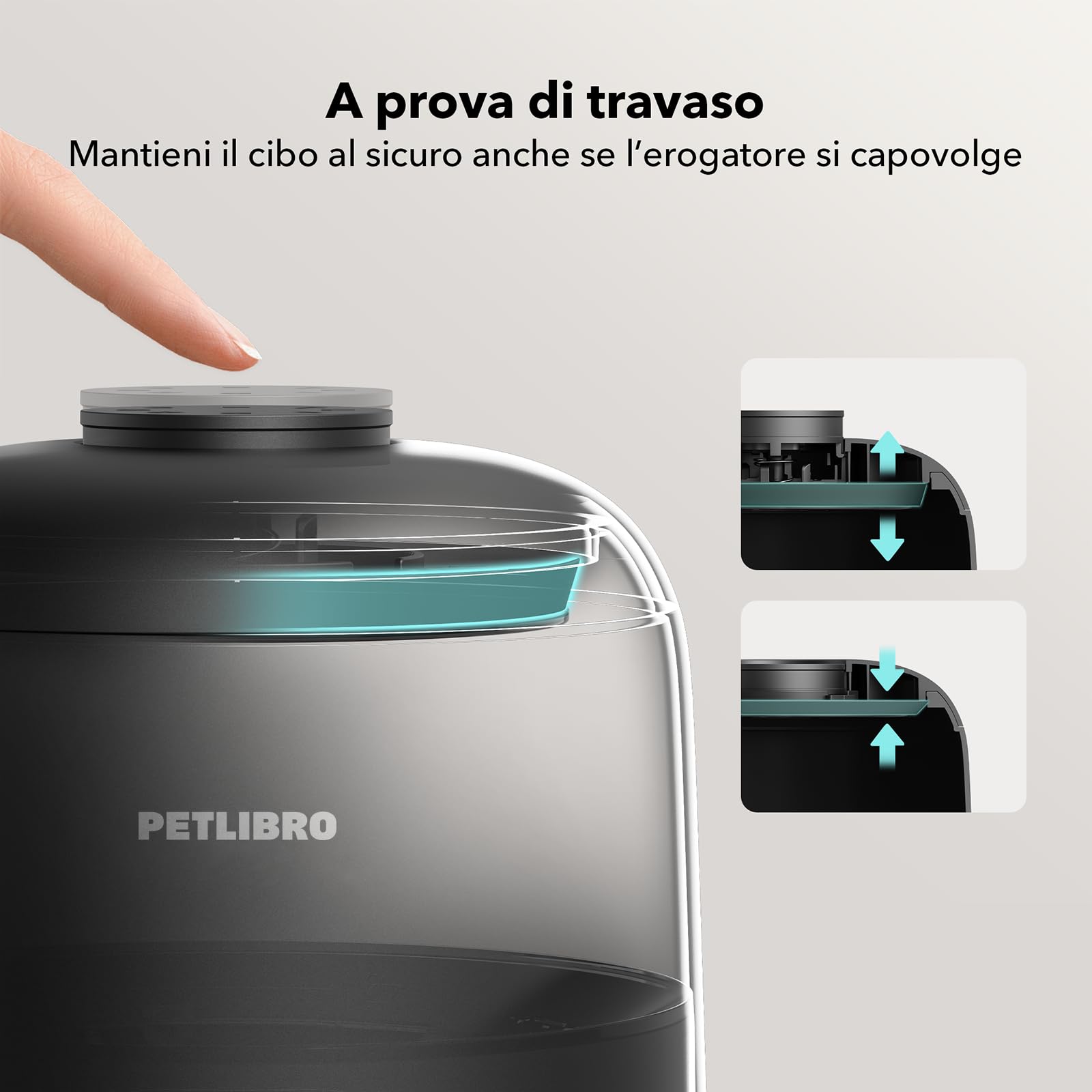 PETLIBRO 2.4G WiFi Distributore Automatico Cibo Gatti con Batteria, Distributore Automatico Cibo Cani Senza Fili in Acciaio Inox, Mangiatoia Intelligente per Gatto, APP Controllo, 1-10 Pasti, 2L,Nero