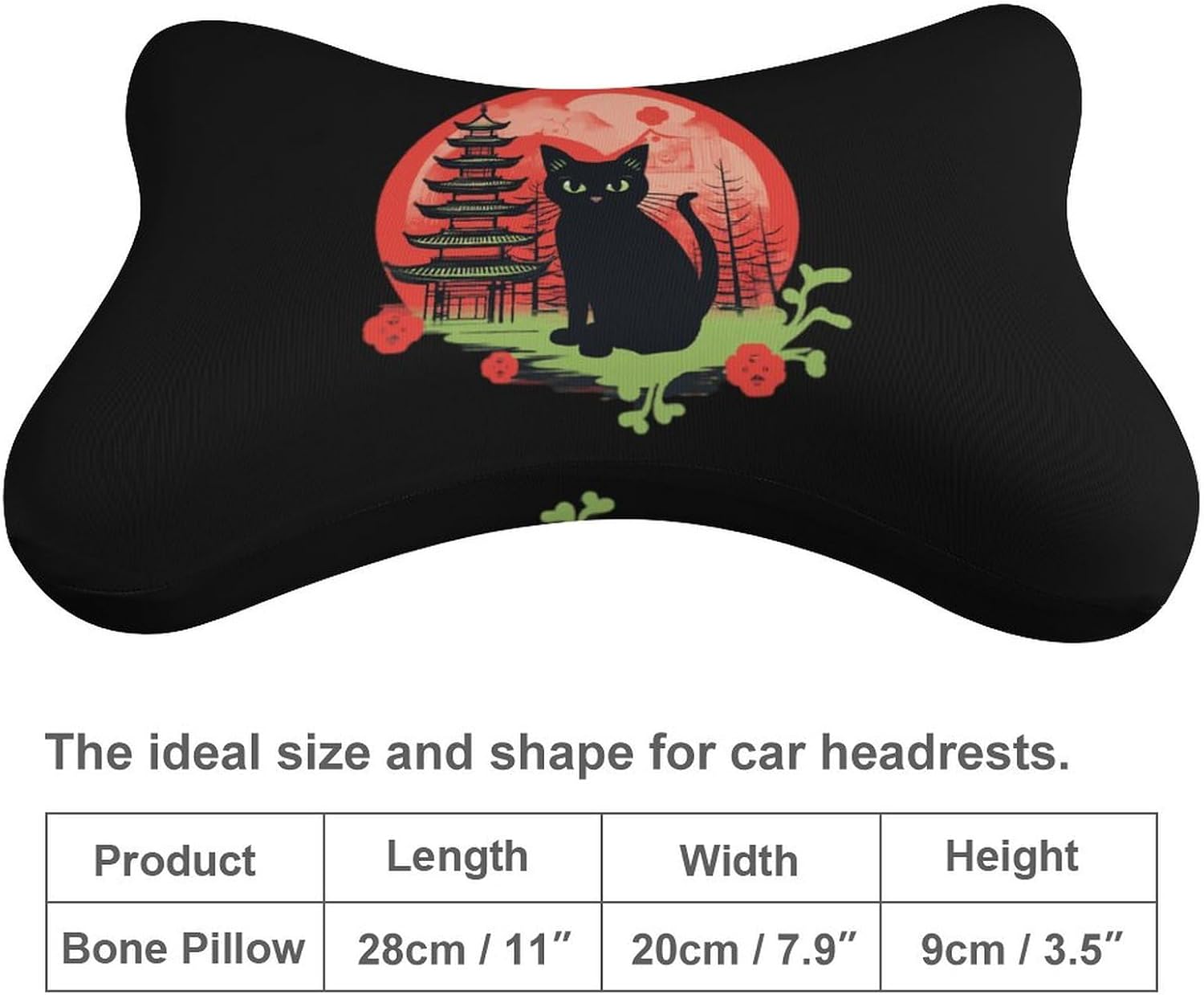Japanese Style Cat Flowers 2 Pack Car Neck Pillow Car Headrest Soft Car Pillow for Most Cars
