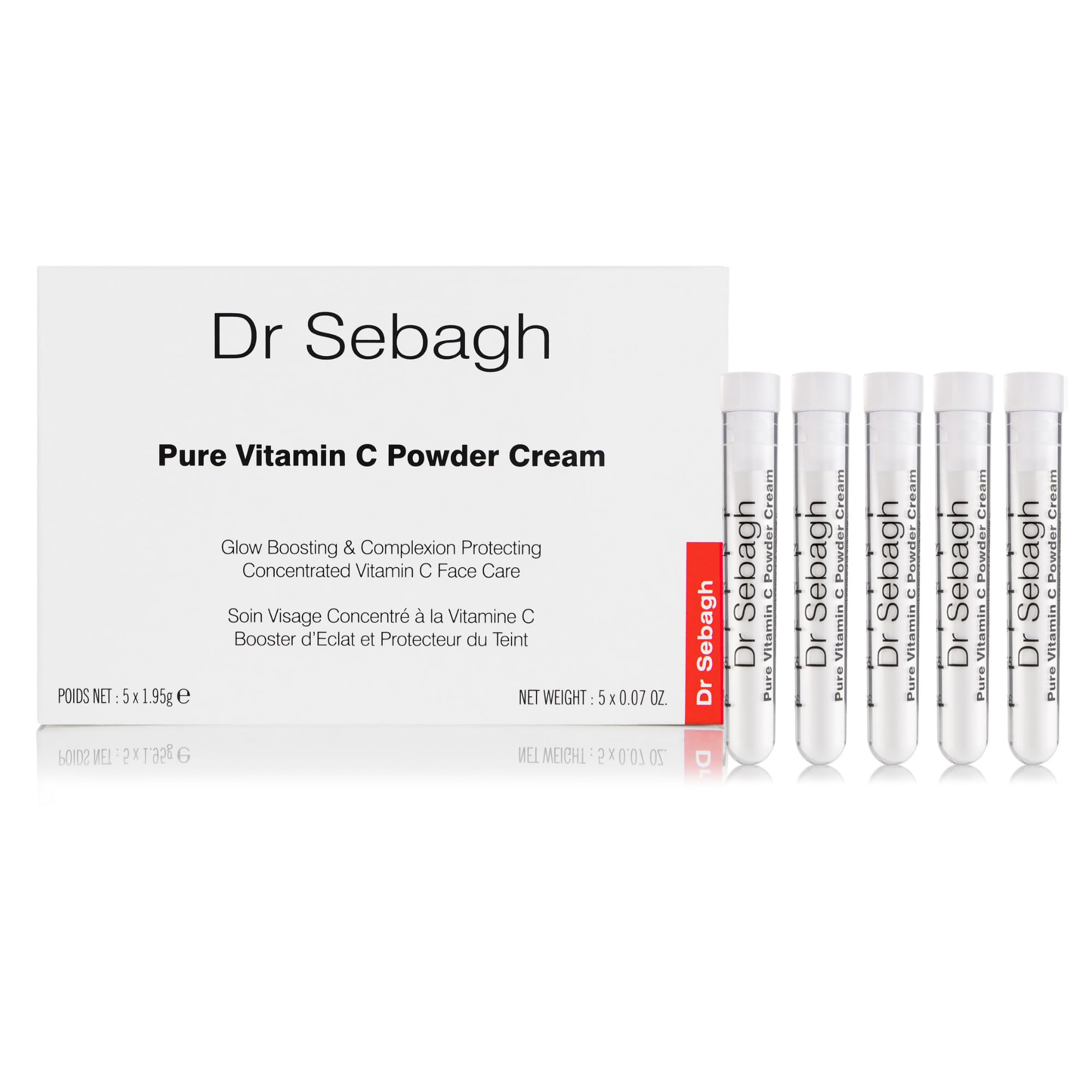 Dr Sebagh Crema en polvo de vitamina C [brillo clínicamente probado] - Crema de vitamina C para el rostro - Cuidado de la piel que aumenta el brillo - Crema de vitamina C para manchas oscuras, ojos