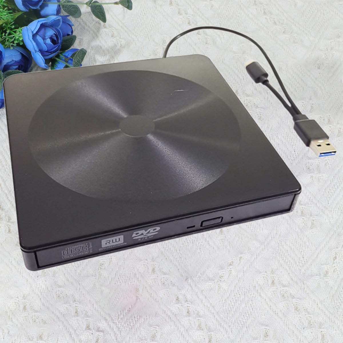 Typec Unità Ottica Esterna USB 3.0 per Laptop e Desktop, Masterizzatore Dvd/CD, Alimentato Via Cavo USB, ABS Nero
