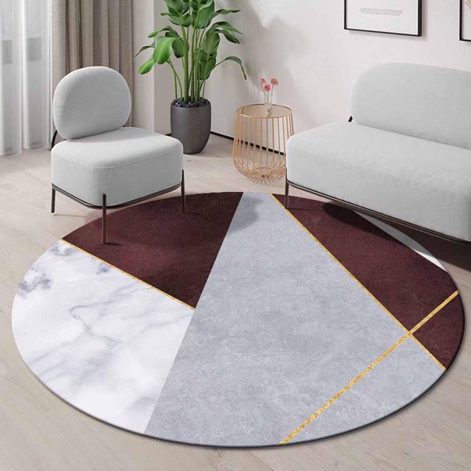 Tapis cercle pour salon marron gris crée un coin lecture cosy 80cm