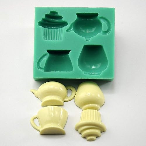 Miniatura 3 de Tetera taza forma magdalena té de la tarde molde de silicona azúcar chocolate caramelo fondant pastel cupcakes decoración herramienta polímero