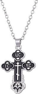 Cross Necklace Russian Orthodox Crucifix Eastern Church Necklace Religious Christian Prayer Jewelry for Men Women
