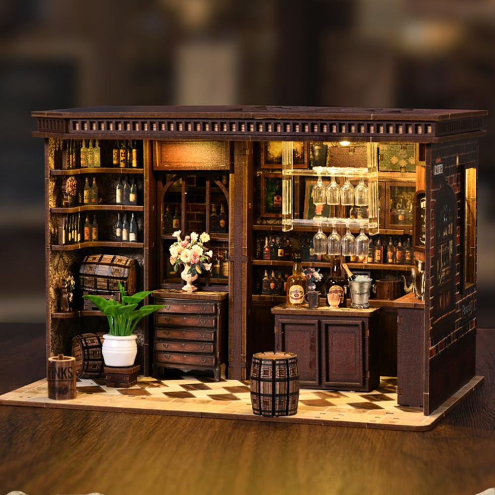 Kit fai da te in miniatura per casa delle bambole in miniatura con luce a LED, kit fai da te per casa delle bambole in legno, regali per lettori adulti adolescenti principianti