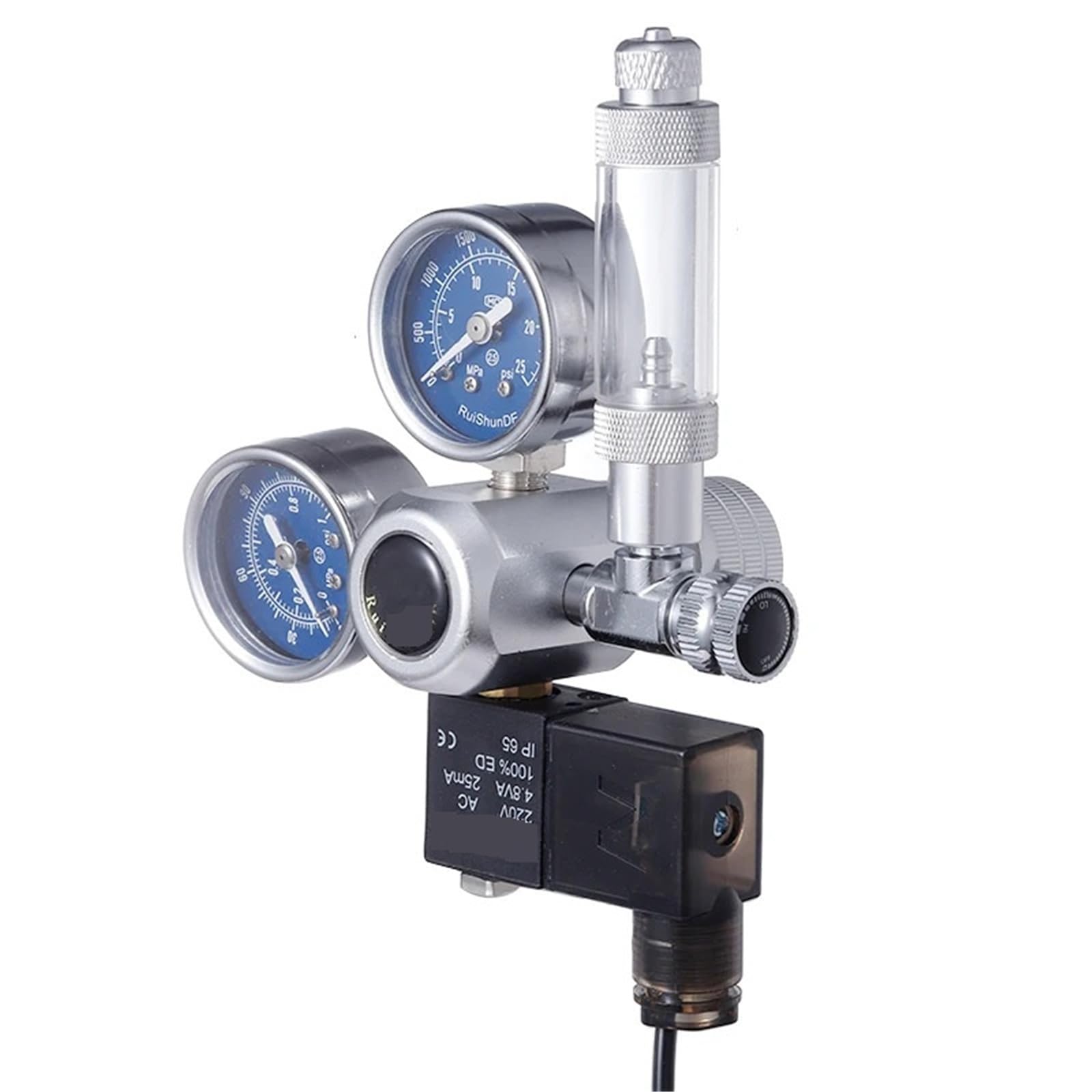 Kit d'électrovanne de régulateur CO2 for Aquarium, Compteur Bulles d'aquarium, système contrôle magnétique, générateur réacteur, réduction Pression(Solenoid 110v US,CGA320)
